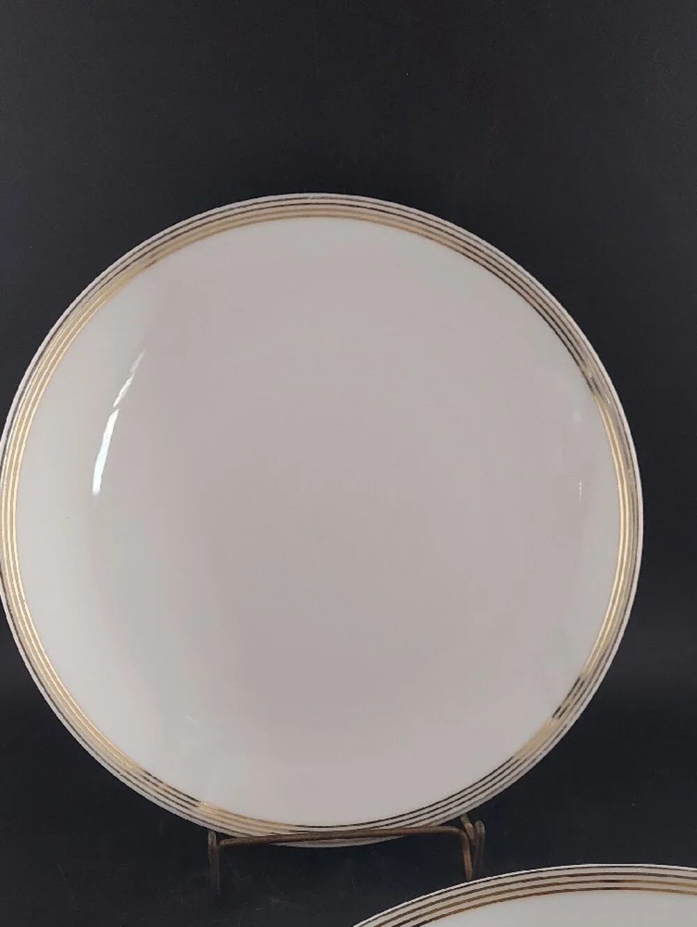 Martha Stewart Elegant White Dinner Plates with Gold Rim - Set of 3